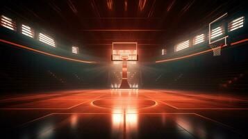 basketbal rechtbank met lichten foto