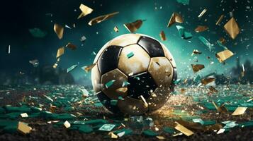 voetbal bal met confetti foto