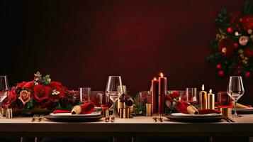 Kerstmis avondeten tafel achtergrond foto