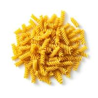 rotini pasta geïsoleerd Aan wit achtergrond top visie foto