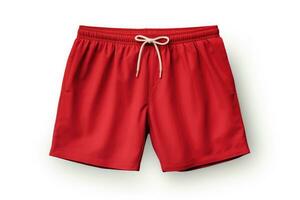 rood zomer shorts geïsoleerd Aan wit achtergrond. generatief ai foto