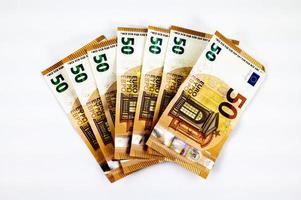 waaiervormige bankbiljetten van 50 euro foto