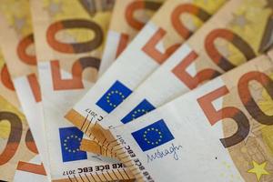 detail van 50 eurobankbiljetten