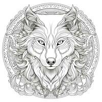 mandala wolf kleur Pagina's foto