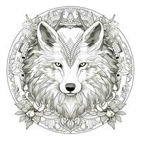 mandala wolf kleur Pagina's foto