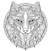 mandala wolf kleur Pagina's foto