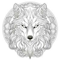 mandala wolf kleur Pagina's foto