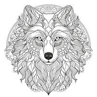 mandala wolf kleur Pagina's foto