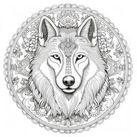 mandala wolf kleur Pagina's foto