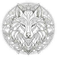 mandala wolf kleur Pagina's foto