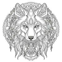 mandala wolf kleur Pagina's foto