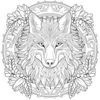 mandala wolf kleur Pagina's foto