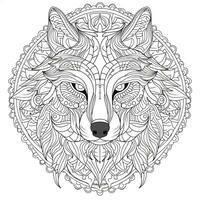 mandala wolf kleur Pagina's foto