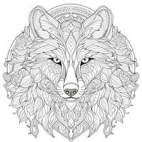 mandala wolf kleur Pagina's foto