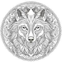 mandala wolf kleur Pagina's foto