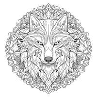 mandala wolf kleur Pagina's foto