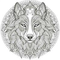 mandala wolf kleur Pagina's foto