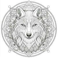 mandala wolf kleur Pagina's foto