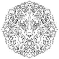 mandala wolf kleur Pagina's foto