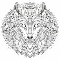 mandala wolf kleur Pagina's foto