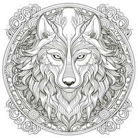 mandala wolf kleur Pagina's foto