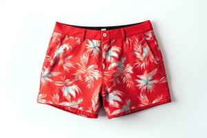 rood zomer shorts geïsoleerd Aan wit achtergrond. generatief ai foto