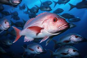 rood snapper in de zee. generatief ai foto