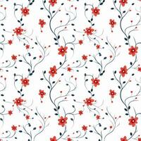 naadloos patroon rood bloemen en wijnstokken Aan wit achtergrond minimaal ontwerp foto
