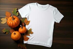 wit Mannen t-shirt halloween mockup ai gegenereerd foto