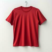 rood t-shirt hanger Aan een wit achtergrond foto