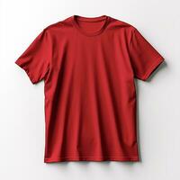 rood t-shirt mockup Aan een wit achtergrond foto