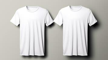 blanco wit t-shirt model, voorkant en terug visie foto
