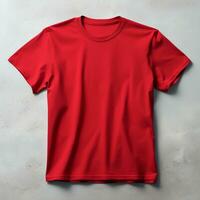 rood t-shirt mockup Aan een wit achtergrond foto