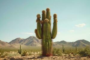 foto van cactus boom in de midden- van de woestijn. generatief ai