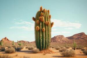 foto van cactus boom in de midden- van de woestijn. generatief ai