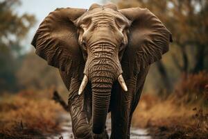 dieren in het wild heiligdom - majestueus olifant in haar natuurlijk leefgebied. generatief ai foto