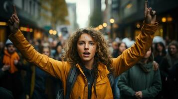 stemmen stijgen - klimaat verandering protest. generatief ai foto