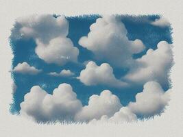 waterverf wit wolken in de lucht kunst illustratie Aan wit papier structuur achtergrond foto