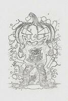 een hand getekend schetsen van een halloween pompoen schets illustratie foto