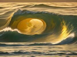 water golven in de zee met gouden kleur foto