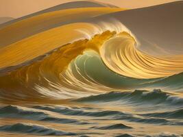 water golven in de zee met gouden kleur foto