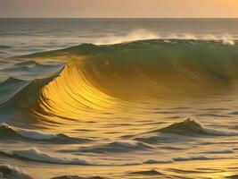 water golven in de zee met gouden kleur foto