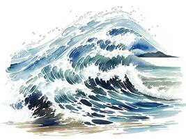 waterverf kust water golven schilderij illustratie foto