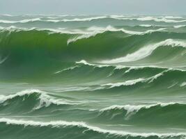 zee strand groen water golven illustratie foto