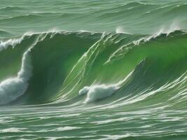 zee strand groen water golven illustratie foto