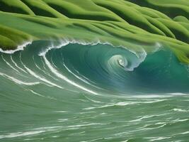 zee strand groen water golven illustratie foto