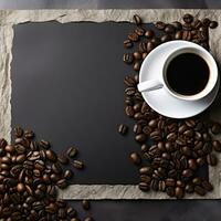koffie kop met koffie bonen studio dichtbij omhoog schot ai generatief foto