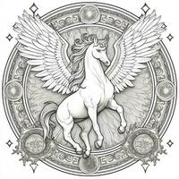 nouveau kunst Pegasus kleur Pagina's foto