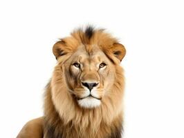 detailopname van een leeuw geïsoleerd Aan wit foto