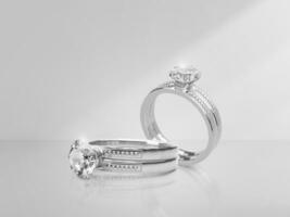 elegant diamant ring Aan licht achtergrond met schaduwen foto